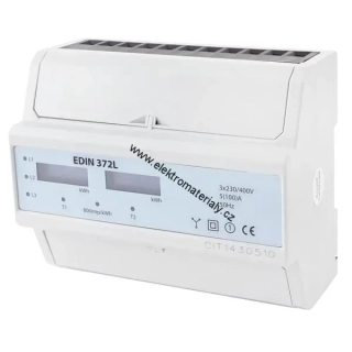 Elektroměr EDIN 372L 100A, 7mod., LCD, 3F, 2tarif